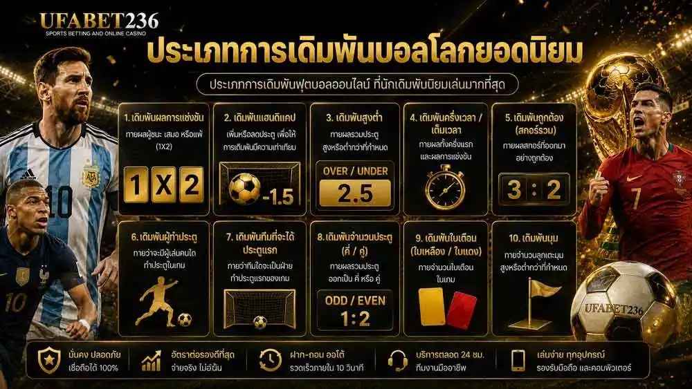 ประเภทการเดิมพันบอลโลกยอดนิยม